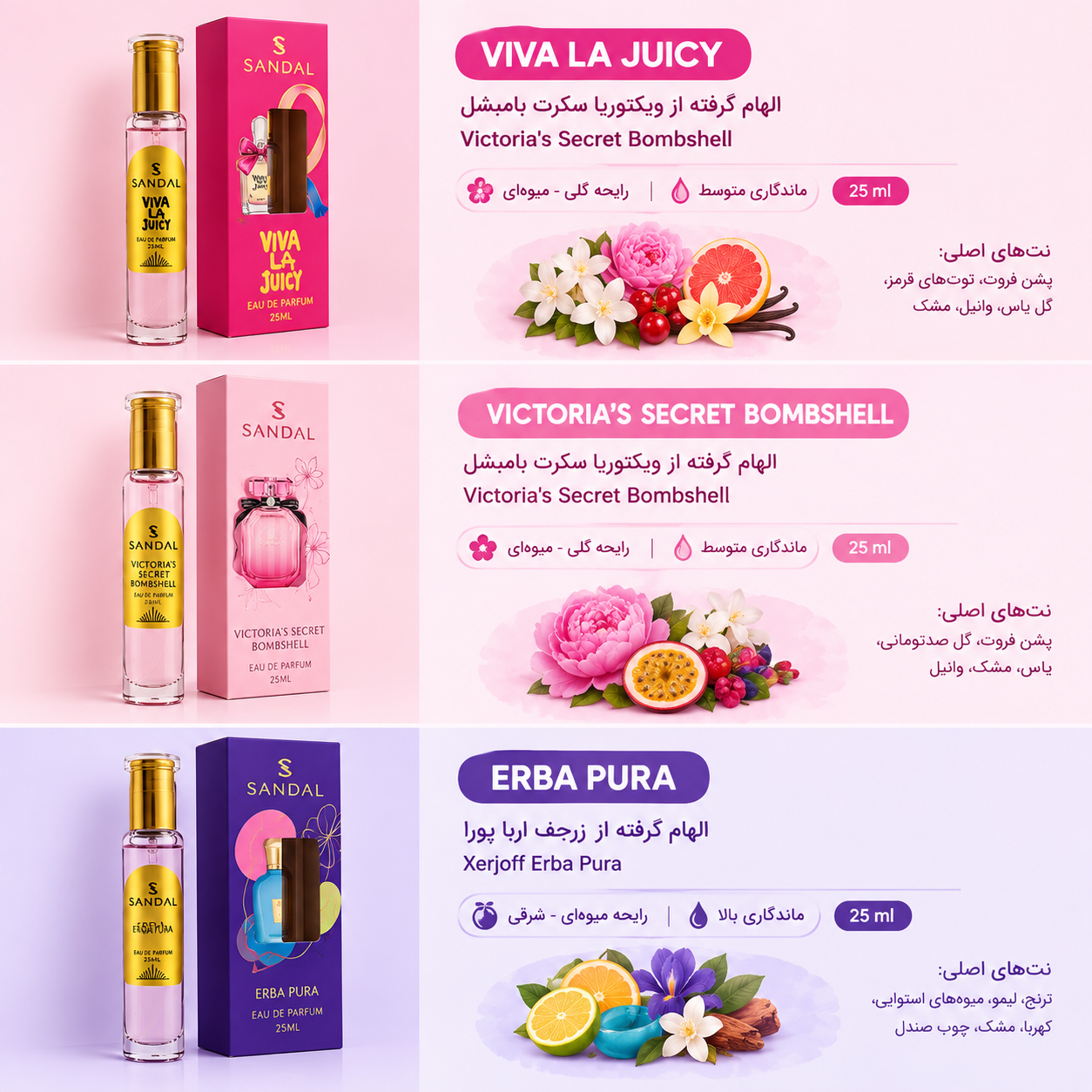 ادکلن ۲۵میل زنانه ارباپورا SANDAL